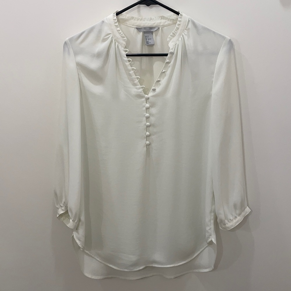 H&M • Balloon Sleeve Shirt, off white, sz 8